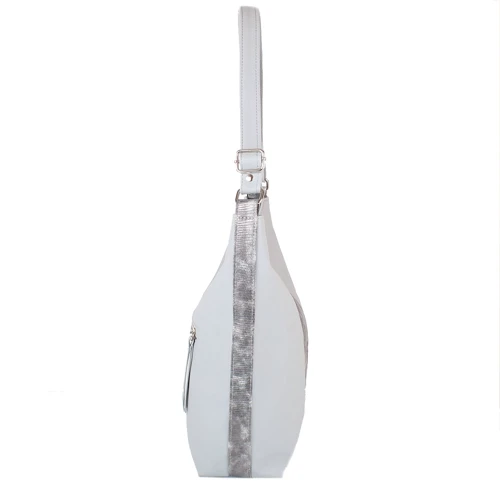Жіноча сумка хобо Laskara сіра (LK-10249-silver-snake): Застібка Блискавка