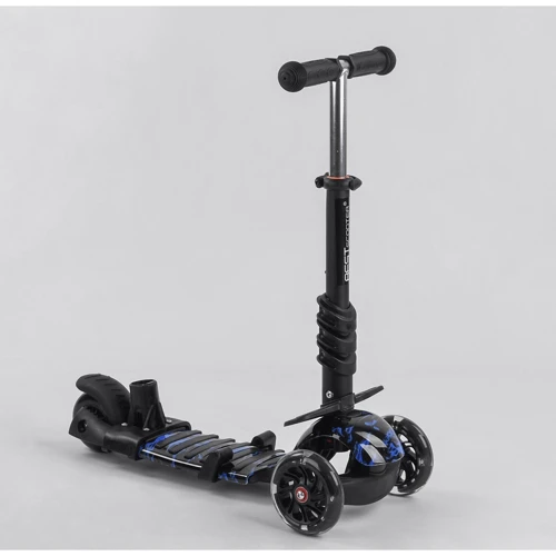 Самокат 5в1 Best Scooter, PU колеса, подсветка колес, Абстракция Black/Blue (102023): Тип тормоза ножной