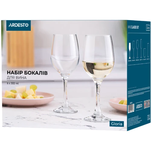 Бокал Ardesto Gloria для вина набор 6х300 мл (AR2630GW): Назначение Для вина