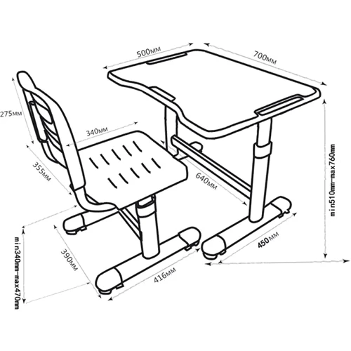 Комплект FunDesk Парта и стул-трансформеры Sole II Blue