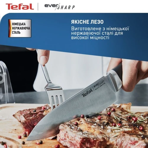 Нож Tefal Eversharp с чехлом-точилкой 16.5 см (K2569004): Лезвие Нержавеющая сталь