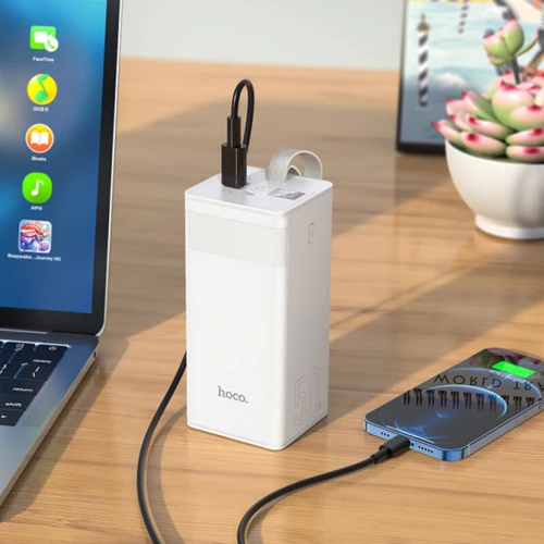 Зовнішній акумулятор Hoco Power Bank 50000mAh J86A Powermaster 22.5W White: Вбудований кабель немає