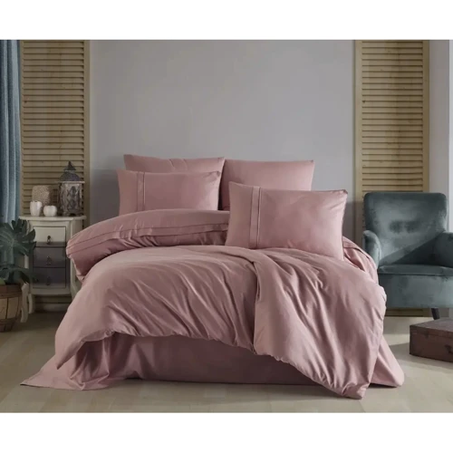 Комплект постільної білизни HOBBY Premium Sateen 300TC PLAIN Pudra сатин євро (75228_2.0)