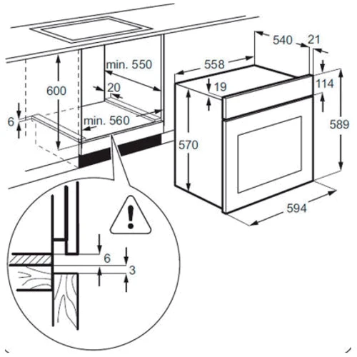 Духовой шкаф электрический Zanussi ZZB510301X: Объем, л 56