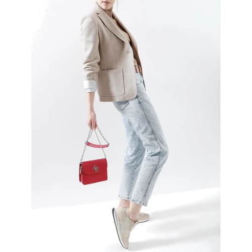 Женская сумка кросс боди Guess Chic Shine Mini Crossbody Flap красная (HWSG7746780-BER): Фактура Тиснение, Матовая, Зернистая