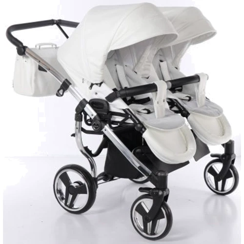 Универсальная коляска для двойни 2 в 1 Junama Mirror Satin Duo 04, белый с серебристым (J-MS-DUO-04) фото 8