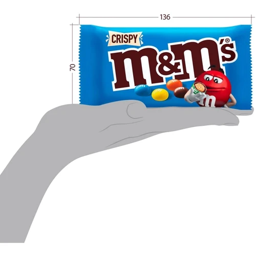 Упаковка драже M&M's Crispy з рисовими кульками в молочному шоколаді 24х36 г (УП5000159542814): Вага, г 864