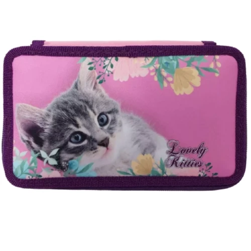 Пенал Class Lovely Kitties 3 отделения без наполнения розовый (20601С)
