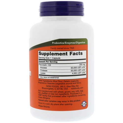 NOW Foods Pancreatin 10X 200 mg 250 caps: Тип панкреатин