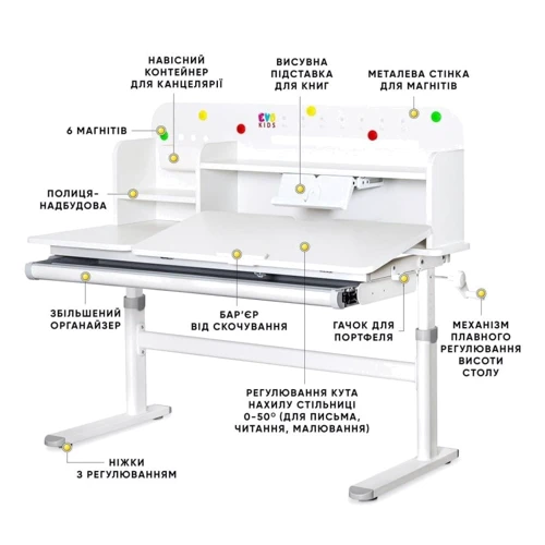 Детский стол Evo-kids TH-360 Grey (TH-360 WG/G): Тип Парта