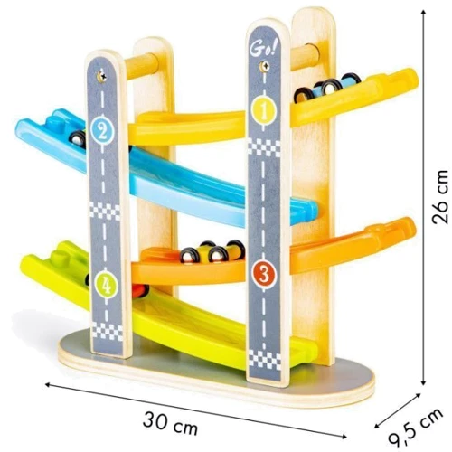 Деревянный скоростной спуск Ecotoys с машинками (SAWT093-3)