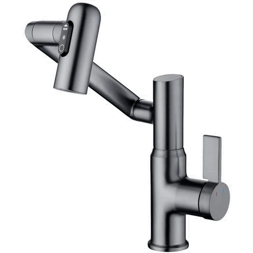 Смеситель для раковины Lefton Single-Hole Rotatable Faucet with Temperature Display-BF2204 Grey