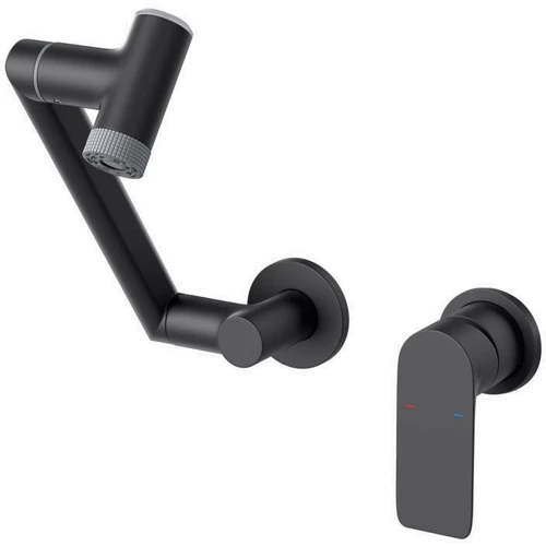 Смеситель настенный Lefton Single-Handle Wall Mount Bathroom Faucet with Temperature Display-BFWM2401 Matt Blac