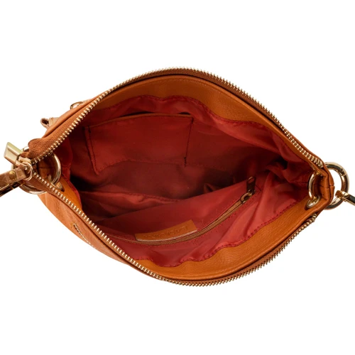 Женская сумка через плечо Laskara светло-коричневая (LK-10238-cognac): Пол Женский