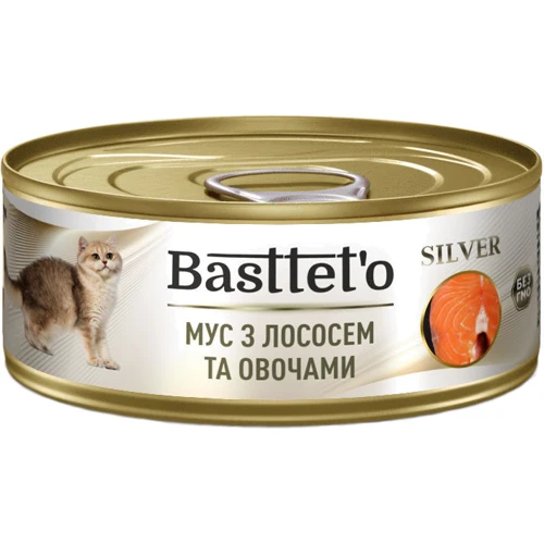 Мус для котов Basttet`O SILVER с лососем и овощами