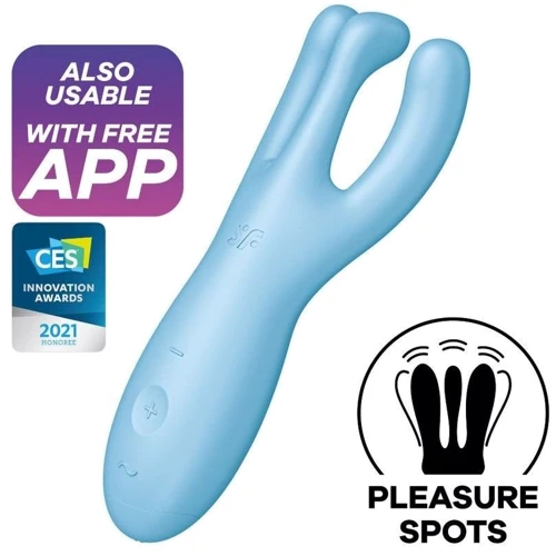 Клиторальный смарт вибратор Satisfyer Threesome 4 Blue с тремя пальчиками