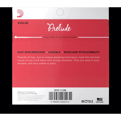 Струны D'addario Prelude Violin String Set 1/2 Scale Medium Tension: Жесткость Средней жесткости