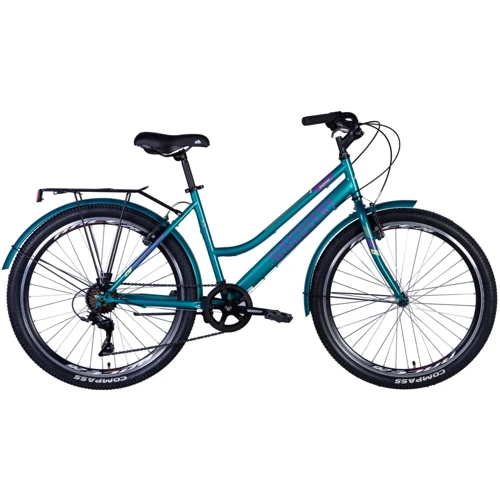 Велосипед Discovery ST 26" PRESTIGE WOMAN рама с багажником задн St с крылом St 2024 (сине-зеленый) (OPS-DIS-26-610)