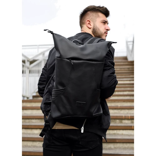 Чоловічий рюкзак Sambag RollTop X чорний (24320001m): Фактура Матовая, Гладкая