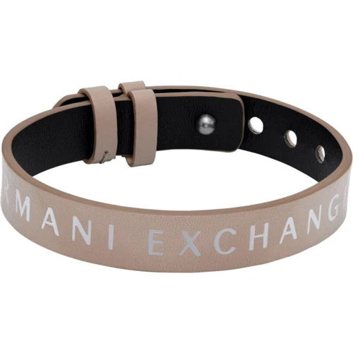 Чоловічий браслет Armani Exchange двосторонній бежевий/чорний (AXG0108040)