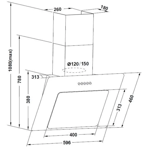 Витяжка Pyramida NR 60 PK WHITE: Матеріал корпусу сталь, скло