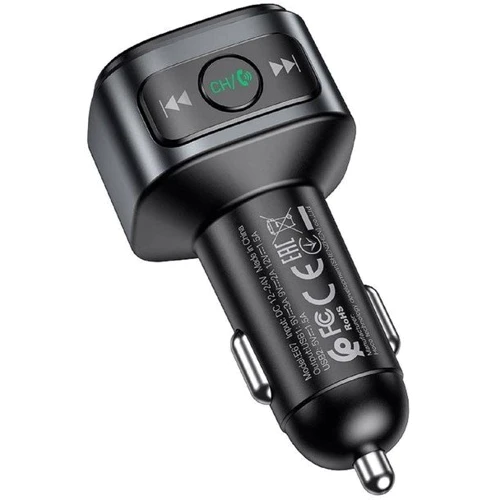 FM-трансмітер Hoco E67 Fighter 18W (2 USB) Black фото 2