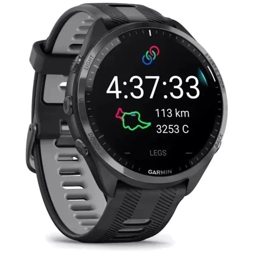 Смарт-часы Garmin Forerunner 965 Carbon Grey DLC Titanium Bezel with Black Case and Black/Powder Grey Silicone Band (010-02809-10): Время работы До 23 дней (в режиме смарт-часов), до 31 часа (GPS), до 10.5 часов (GPS + музыка)
