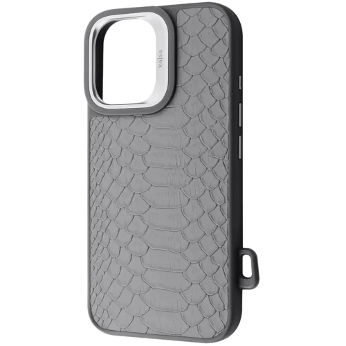 Чехол для iPhone Kajsa Snake Pattern with Magnetic Ring Light Gray for iPhone 16