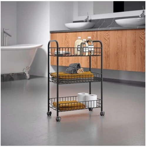 Этажерка Metaltex LUGANO LAVA 3 уровня 41x23x63 см черная (344503): Размеры, см 41х23х63