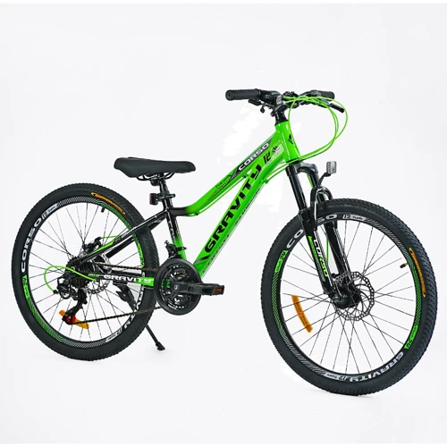 Велосипед спортивный Corso Gravity 24", рама 12", зеленый (GR-24205)