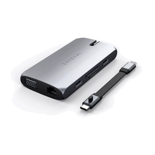 Адаптер Satechi Adapter USB-C to USB-C + HDMI + VGA + 2xUSB3.0 + SD + RJ45 Space Grey (ST-UCMBAM): Інтерфейс підключення USB-C