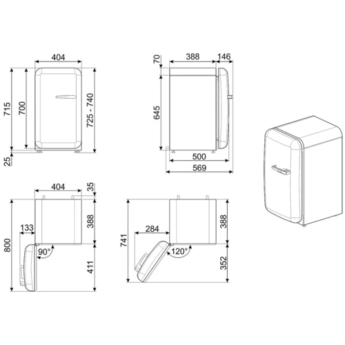 Холодильник Smeg FAB5LBL5: Тип xолодильник однокамерный