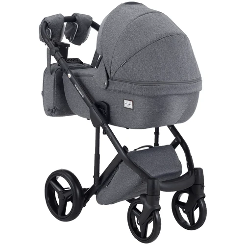 Коляска 2 в 1 Adamex Luciano jeans Q2-CZ серый (черная рама) (624557): Возможность установки люльки есть