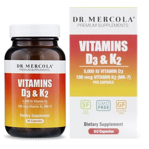 Dr. Mercola Vitamins D3 & K2 5,000 IU 90 Caps Витамин Д3 и К2