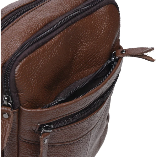 Мужская сумка через плечо Borsa Leather коричневая (K11029-brown): Фактура Матовая, Зернистая
