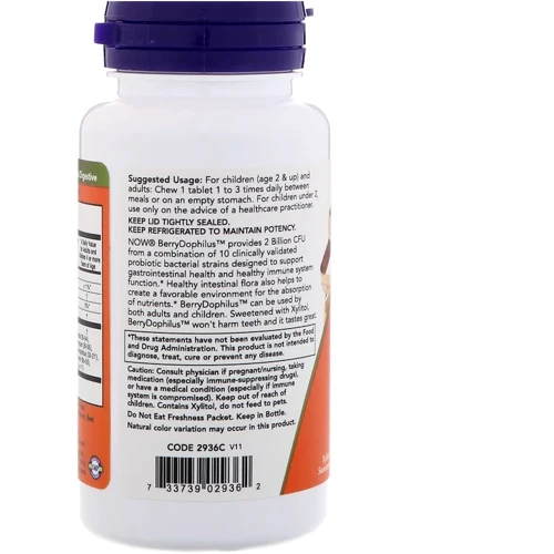 NOW Foods BERRYDOPHILUS 2 BILLION 60 LOZ Пробиотики (дофилус) вкус ягод: Тип Пробиотики