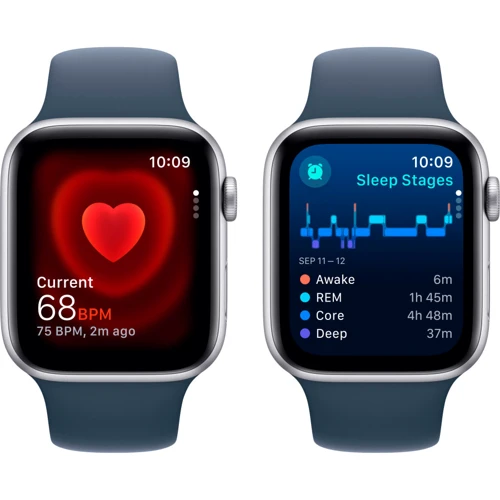 Apple Watch SE 2 2023 44mm GPS Silver Aluminum Case with Storm Blue Sport Band - M/L (MREE3) UA фото 7
