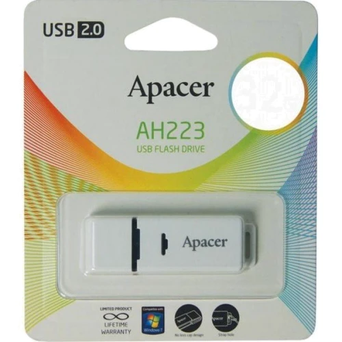 USB-флешка Apacer AH223 64GB USB 2.0 White/Orange (AP64GAH223W-1): Стандарт USB USB 2.0