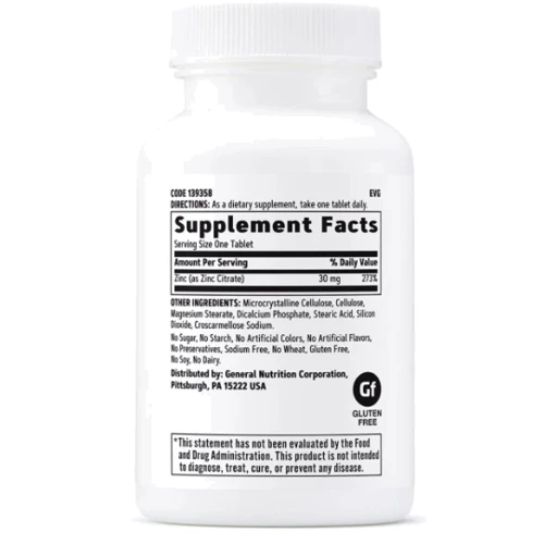 GNC Zinc 30 Цинк 90 таблеток: Тип Цинк