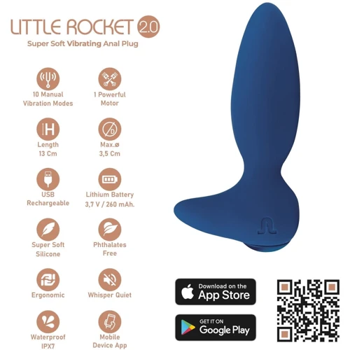 Анальная вибропробка Adrien Lastic Little Rocket 2.0 + APP