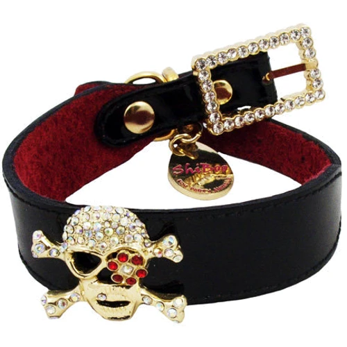 Нашийник Candy Pink Shiboo Pirate-25 срібло 2.5 см 35 см чорний (38194)