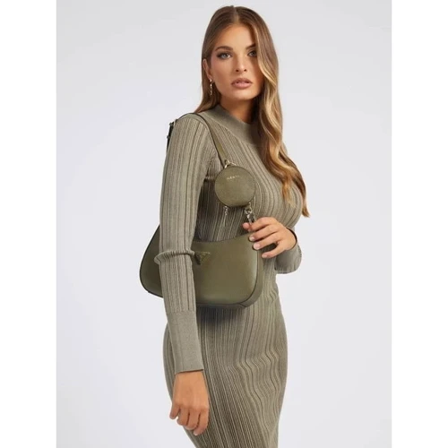 Женская сумка хобо GUESS ALEXIE TOP ZIP SHOULDER BAG оливковая (HWVG8416180-OLV): Пол Женский