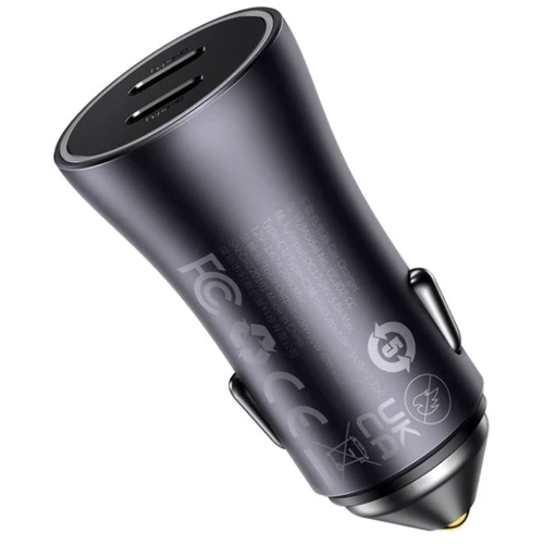 Зарядний пристрій Baseus Car Charger 2xUSB-C Golden Contactor 40W Dark Grey (CGJP000013)