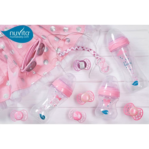 Пустушка Nuvita Air55 Cool симетрична з ковпачком 0m+ BE HAPPY рожевий кварц (NV7065RQ): Матеріал силикон