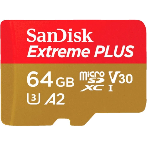 Карта памяти SanDisk 64GB microSD Class 10 UHS-I U3 V30 A2 Extreme PLUS + adapter (SDSQXBU-064G-GN6MA)