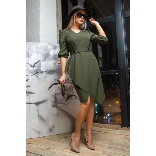 Платье FLFashion Шарон УПШ 3012 48 зеленое повседневное удлиненное миди: Вид Повседневные платья