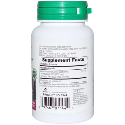 Natures Plus Herbal Actives Chasteberry 150 mg 60 caps Экстракт плодов авраамового дерева: Форма выпуска Капсулы