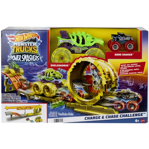 Игровой набор Hot Wheels Power smashers Monster Trucks Заряжай и преследуй (HXT05): Цвет разноцветный