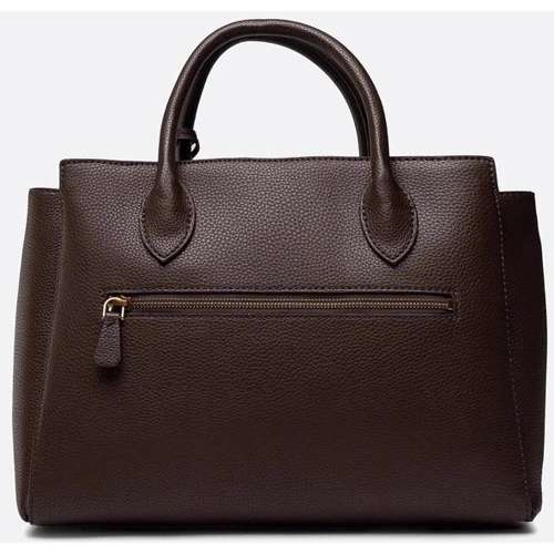 Женская сумка тоут GUESS ENISA HIGH SOCIETY SATCHEL шоколадная (HWVB8421060-CHO): Фактура Матовая, Зернистая