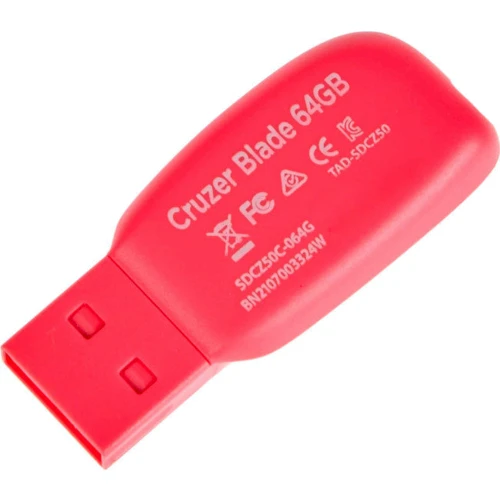 USB-флешка SanDisk 64GB Cruzer Blade USB 2.0 Pink (SDCZ50C-064G-B35PE): Максимальна швидкість читання, МБ / с 180